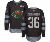 Men's Wild #36 Mats Zuccarello Black 1917-2017 100th Anniversary Stitched Hockey Jersey