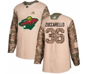 Men's Wild #36 Mats Zuccarello Camo 2017 Veterans Day Stitched Hockey Jersey