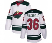 Men's Wild #36 Mats Zuccarello White Road Stitched Hockey Jersey