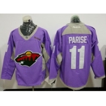 Minnesota Wild #11 Zach Parise Purple Fights Cancer Practice Stitched NHL Jersey