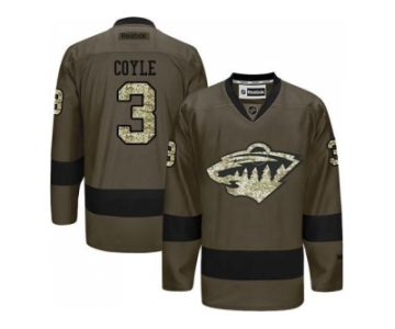 Minnesota Wild #3 Charlie Coyle Green Salute to Service Stitched NHL Jersey