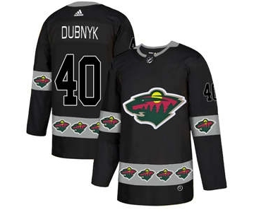 Minnesota Wild #40 Devan Dubnyk Black Team Logos Fashion Jersey