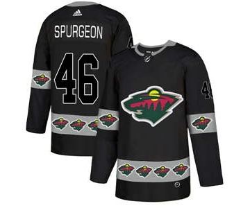 Minnesota Wild #46 Jared Spurgeon Black Team Logos Fashion Jersey