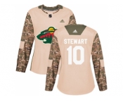 Women Adidas Minnesota Wild #10 Chris Stewart Camo Authentic 2017 Veterans Day Stitched NHL Jersey