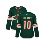 Women Adidas Minnesota Wild #10 Chris Stewart Green Home Authentic Stitched NHL Jersey