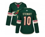 Women Adidas Minnesota Wild #10 Chris Stewart Green Home Authentic Stitched NHL Jersey