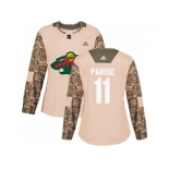 Women Adidas Minnesota Wild #11 Zach Parise Camo Authentic 2017 Veterans Day Stitched NHL Jersey