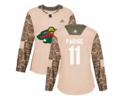 Women Adidas Minnesota Wild #11 Zach Parise Camo Authentic 2017 Veterans Day Stitched NHL Jersey