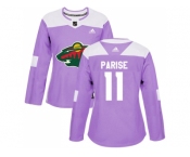 Women Adidas Minnesota Wild #11 Zach Parise Purple Authentic Fights Cancer Stitched NHL Jersey