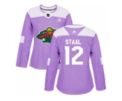 Women Adidas Minnesota Wild #12 Eric Staal Purple Authentic Fights Cancer Stitched NHL Jersey