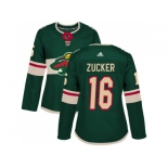 Women Adidas Minnesota Wild #16 Jason Zucker Green Home Authentic Stitched NHL Jersey