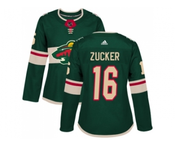 Women Adidas Minnesota Wild #16 Jason Zucker Green Home Authentic Stitched NHL Jersey