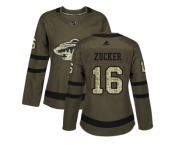 Women Adidas Minnesota Wild #16 Jason Zucker Green Salute to Service Stitched NHL Jersey