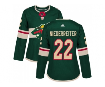 Women Adidas Minnesota Wild #22 Nino Niederreiter Green Home Authentic Stitched NHL Jersey