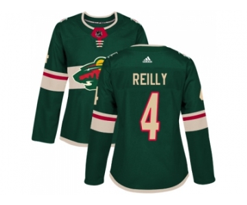 Women Adidas Minnesota Wild #4 Mike Reilly Green Home Authentic Stitched NHL Jersey