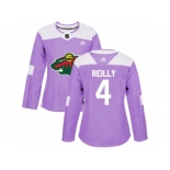 Women Adidas Minnesota Wild #4 Mike Reilly Purple Authentic Fights Cancer Stitched NHL Jersey