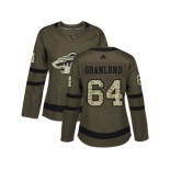 Women Adidas Minnesota Wild #64 Mikael Granlund Green Salute to Service Stitched NHL Jersey