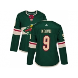 Women Adidas Minnesota Wild #9 Mikko Koivu Green Home Authentic Stitched NHL Jersey