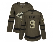 Women Adidas Minnesota Wild #9 Mikko Koivu Green Salute to Service Stitched NHL Jersey