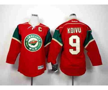 women nhl jerseys minnesota wilds #9 koivu red[patch C]