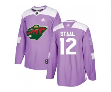 Youth Adidas Minnesota Wild #12 Eric Staal Purple Authentic Fights Cancer Stitched NHL Jersey