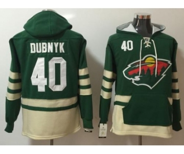 Men Minnesota Wild #40 Devan Dubnyk Green Name & Number Pullover NHL Hoodie