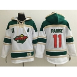 Minnesota Wild #11 Zach Parise White Sawyer Hooded Sweatshirt Stitched NHL Jersey