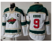 Minnesota Wild #9 Mikko Koivu White Sawyer Hooded Sweatshirt Stitched NHL Jersey