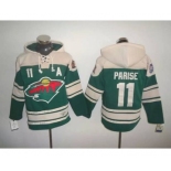 nhl jerseys minnesota wild #11 parise green[pullover hooded sweatshirt][patch A][parise]