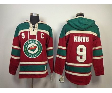 nhl jerseys minnesota wild #9 koivu red [pullover hooded sweatshirt](C)