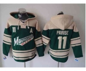 nhl jerseys minnesota wilds #11 parise cream-green[pullover hooded sweatshirt][patch A][parise]