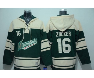 nhl jerseys minnesota wilds #16 zucker cream-green[pullover hooded sweatshirt]