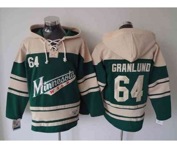 nhl jerseys minnesota wilds #64 granlund cream-green[pullover hooded sweatshirt]