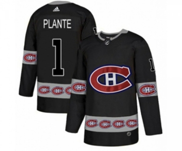 Adidas Montreal Canadiens #1 Jacques Plante Authentic Black Team Logo Fashion NHL Jersey