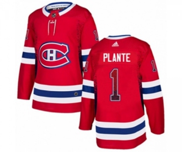 Adidas Montreal Canadiens #1 Jacques Plante Authentic Red Drift Fashion NHL Jersey