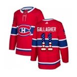 Adidas Montreal Canadiens #11 Brendan Gallagher Authentic Red USA Flag Fashion NHL Jersey