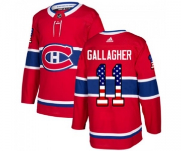 Adidas Montreal Canadiens #11 Brendan Gallagher Authentic Red USA Flag Fashion NHL Jersey