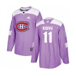 Adidas Montreal Canadiens #11 Saku Koivu Authentic Purple Fights Cancer Practice NHL Jersey