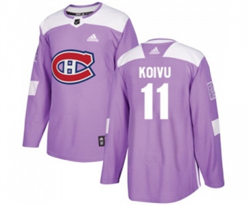 Adidas Montreal Canadiens #11 Saku Koivu Authentic Purple Fights Cancer Practice NHL Jersey