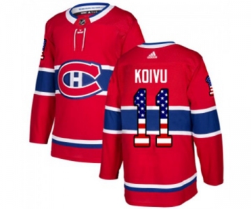 Adidas Montreal Canadiens #11 Saku Koivu Authentic Red USA Flag Fashion NHL Jersey