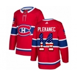 Adidas Montreal Canadiens #14 Tomas Plekanec Authentic Red USA Flag Fashion NHL Jersey