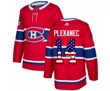 Adidas Montreal Canadiens #14 Tomas Plekanec Authentic Red USA Flag Fashion NHL Jersey