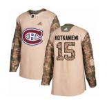 Adidas Montreal Canadiens #15 Jesperi Kotkaniemi Authentic Camo Veterans Day Practice NHL Jersey