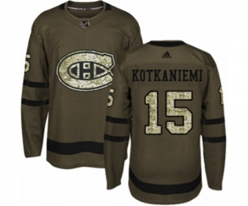 Adidas Montreal Canadiens #15 Jesperi Kotkaniemi Authentic Green Salute to Service NHL Jersey