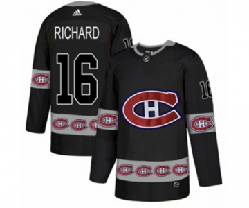 Adidas Montreal Canadiens #16 Henri Richard Authentic Black Team Logo Fashion NHL Jersey