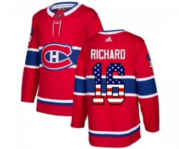 Adidas Montreal Canadiens #16 Henri Richard Authentic Red USA Flag Fashion NHL Jersey