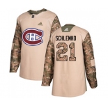 Adidas Montreal Canadiens #21 David Schlemko Authentic Camo Veterans Day Practice NHL Jersey