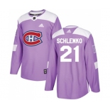 Adidas Montreal Canadiens #21 David Schlemko Authentic Purple Fights Cancer Practice NHL Jersey