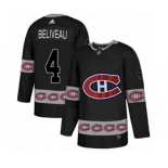 Adidas Montreal Canadiens #4 Jean Beliveau Authentic Black Team Logo Fashion NHL Jersey