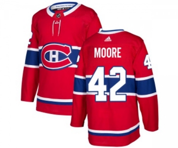 Adidas Montreal Canadiens #42 Dominic Moore Authentic Red Home NHL Jersey